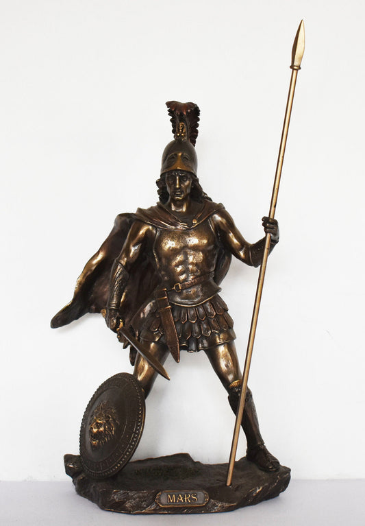 Ares Mars - Greek Roman God of Courage and War -  The Spirit of Battle - One of the Twelve Olympians - Cold Cast Bronze Resin