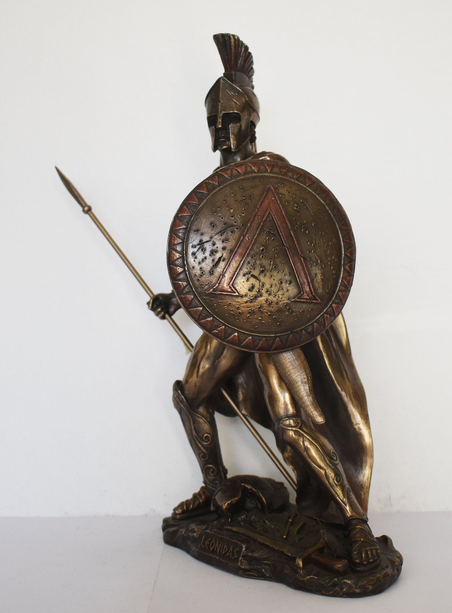 Leonidas - Spartan King - Leader of 300 soldiers - Battle of Thermopylae - 480 BC - Molon Labe, Come and Take Them - Cold Cast Bronze Resin