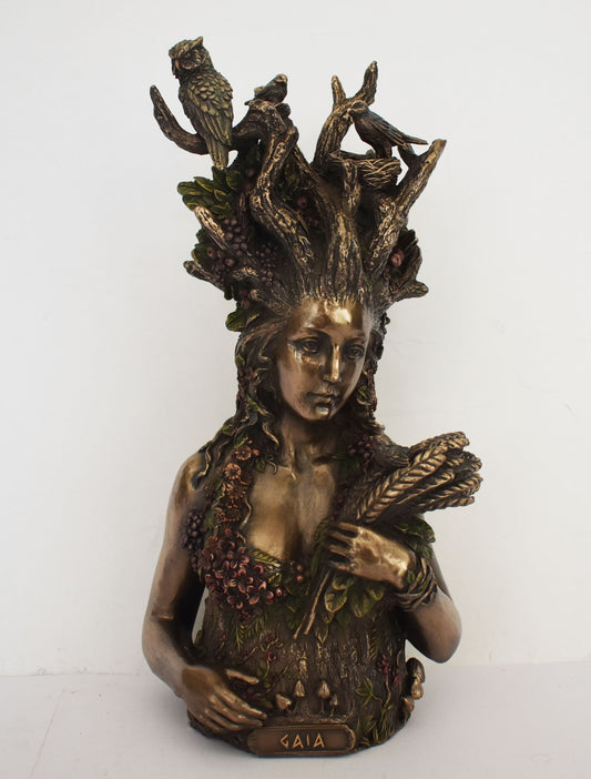 Gaia Gaea Terra - Ancient Greek Goddess of the Earth - The Great Mother of all creation - Hesiod's Theogony - Cold Cast Bronze Resin