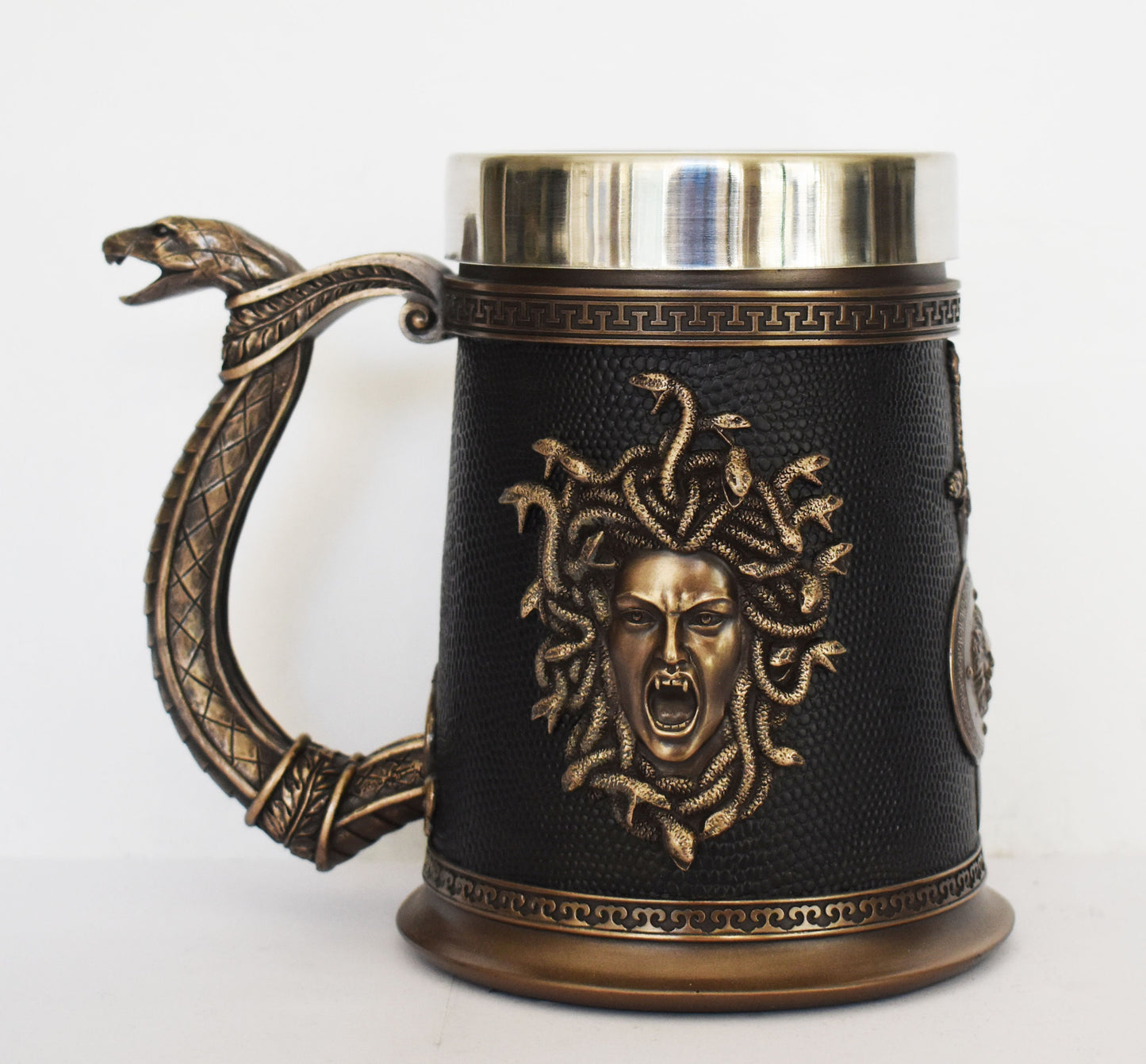 Medusa's Mug - Gorgo - Snake-Haired Gorgon - Snake Lady - Monster Figure - Perseus and Goddess Athena Myth - Cold Cast Bronze Resin