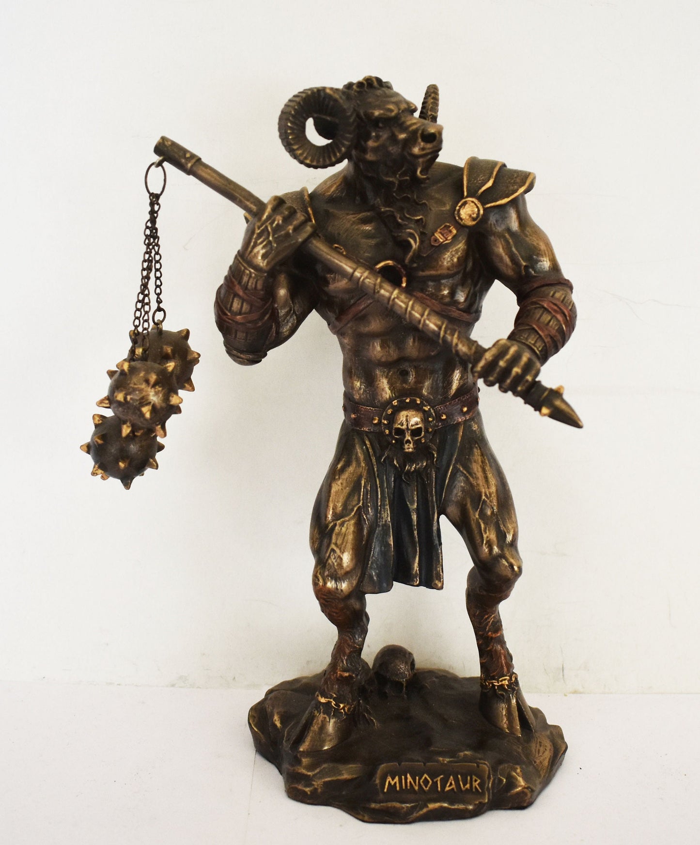 Minotaur - Mythical Creature - Head and Tail of a Bull and the Body of a Man - Fierce and Very Strong - Labyrinth - Cold Cast Bronze Resin