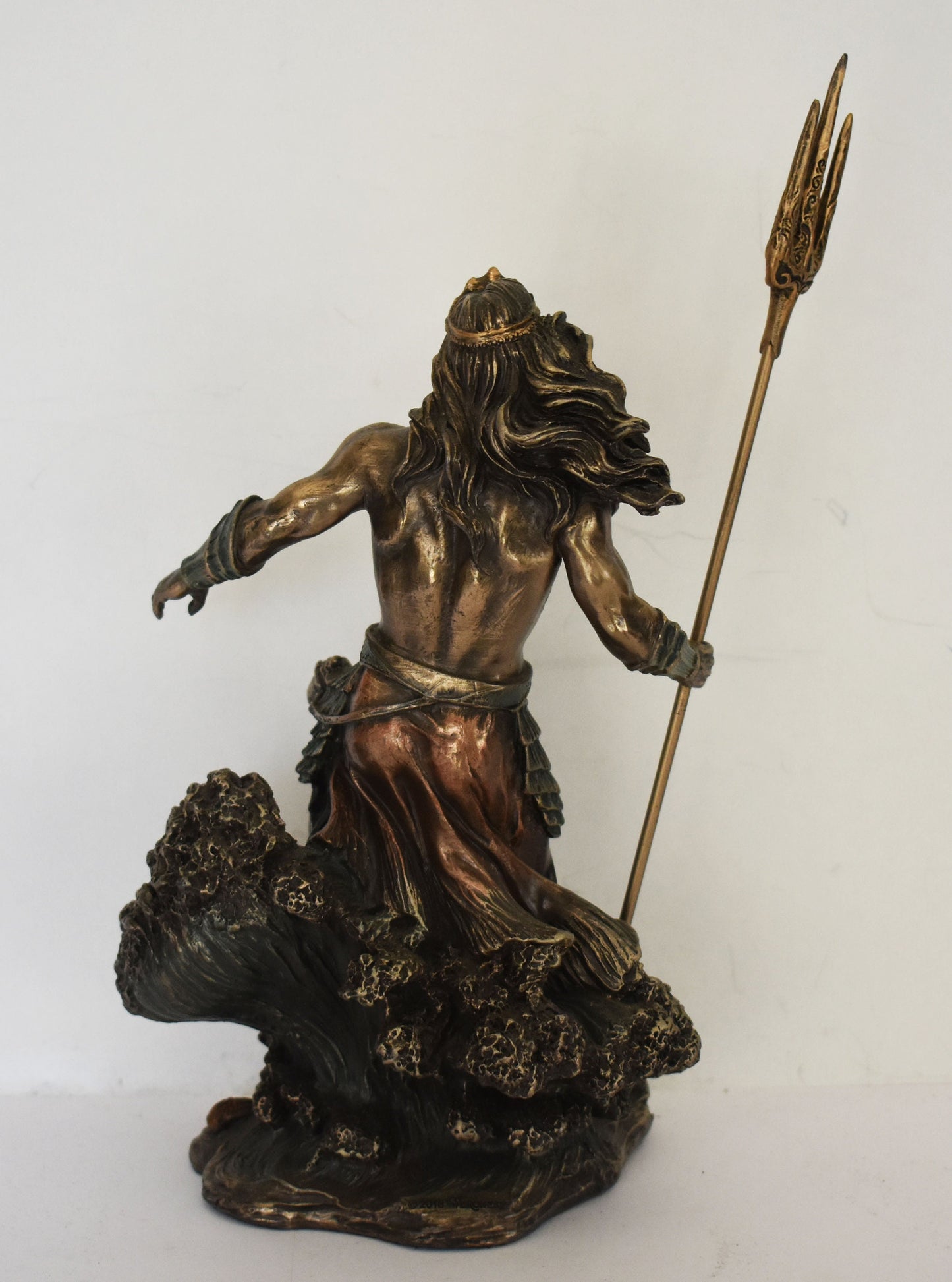 Poseidon Neptune - Greek Roman God of waters and seas, who controlled winds and storms -  Protector of Seafarers - Cold Cast Bronze Resin