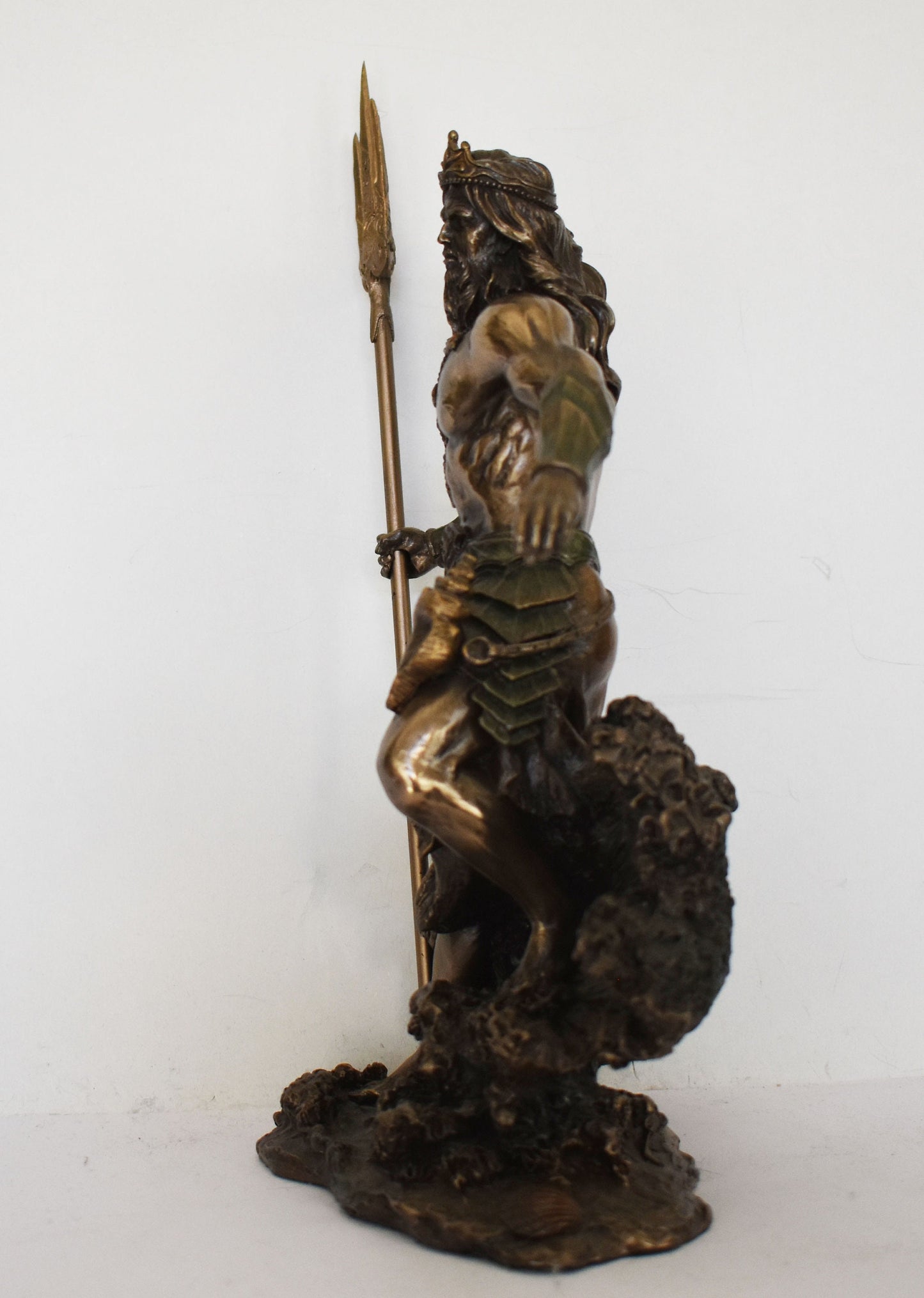 Poseidon Neptune - Greek Roman god of the sea, earthquakes, floods, drought and horses -  Protector of Seafarers - Cold Cast Bronze Resin