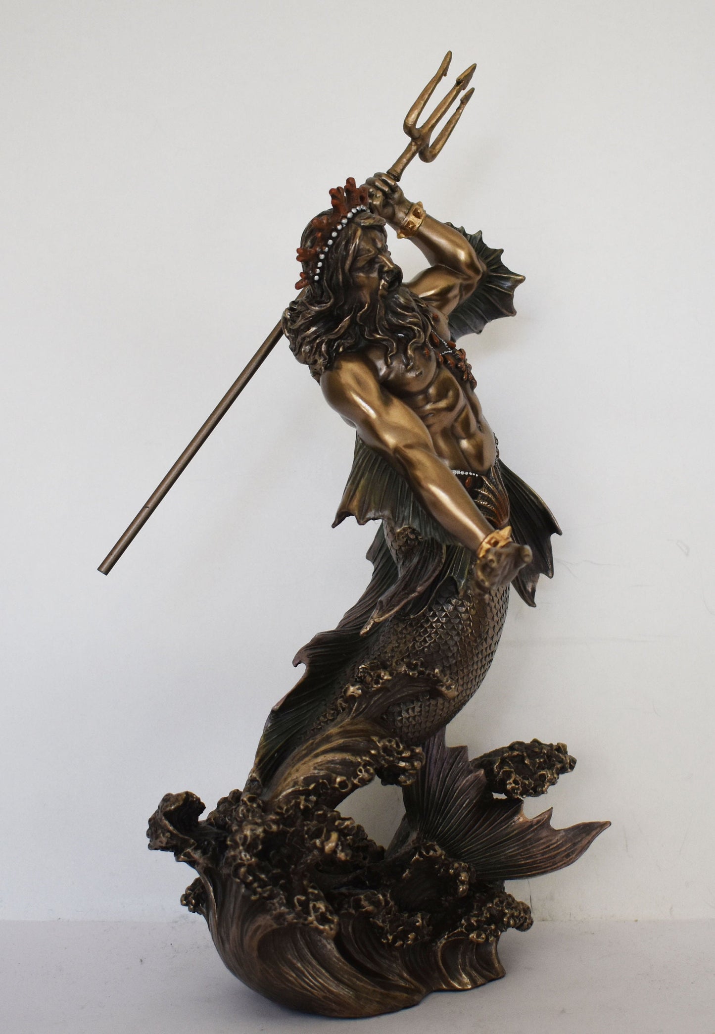 Poseidon Neptune - Greek Roman God of the Sea, Storms, Earthquakes and Horses -  the ruler of the sea - Cold Cast Bronze Resin