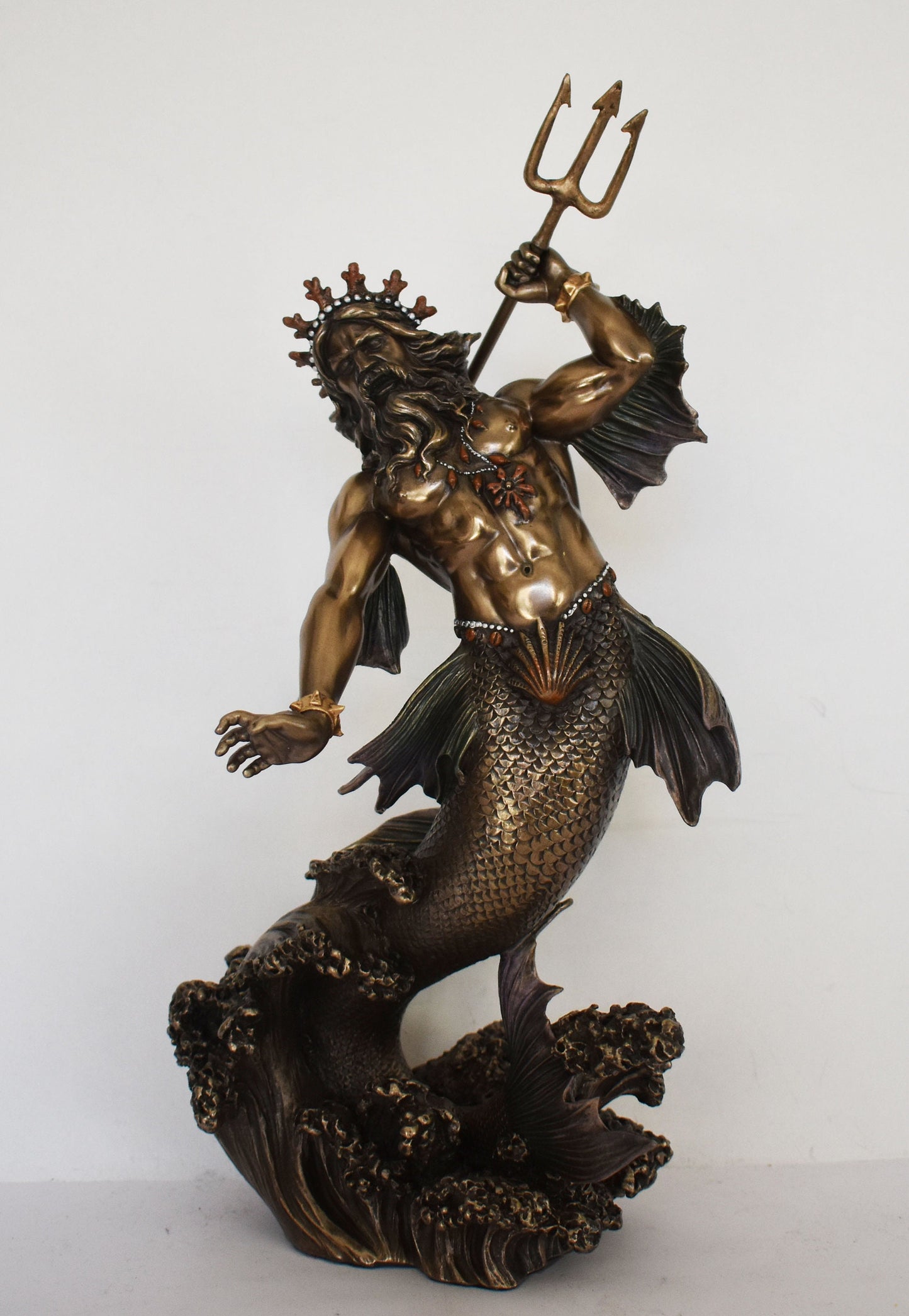 Poseidon Neptune - Greek Roman God of the Sea, Storms, Earthquakes and Horses -  the ruler of the sea - Cold Cast Bronze Resin