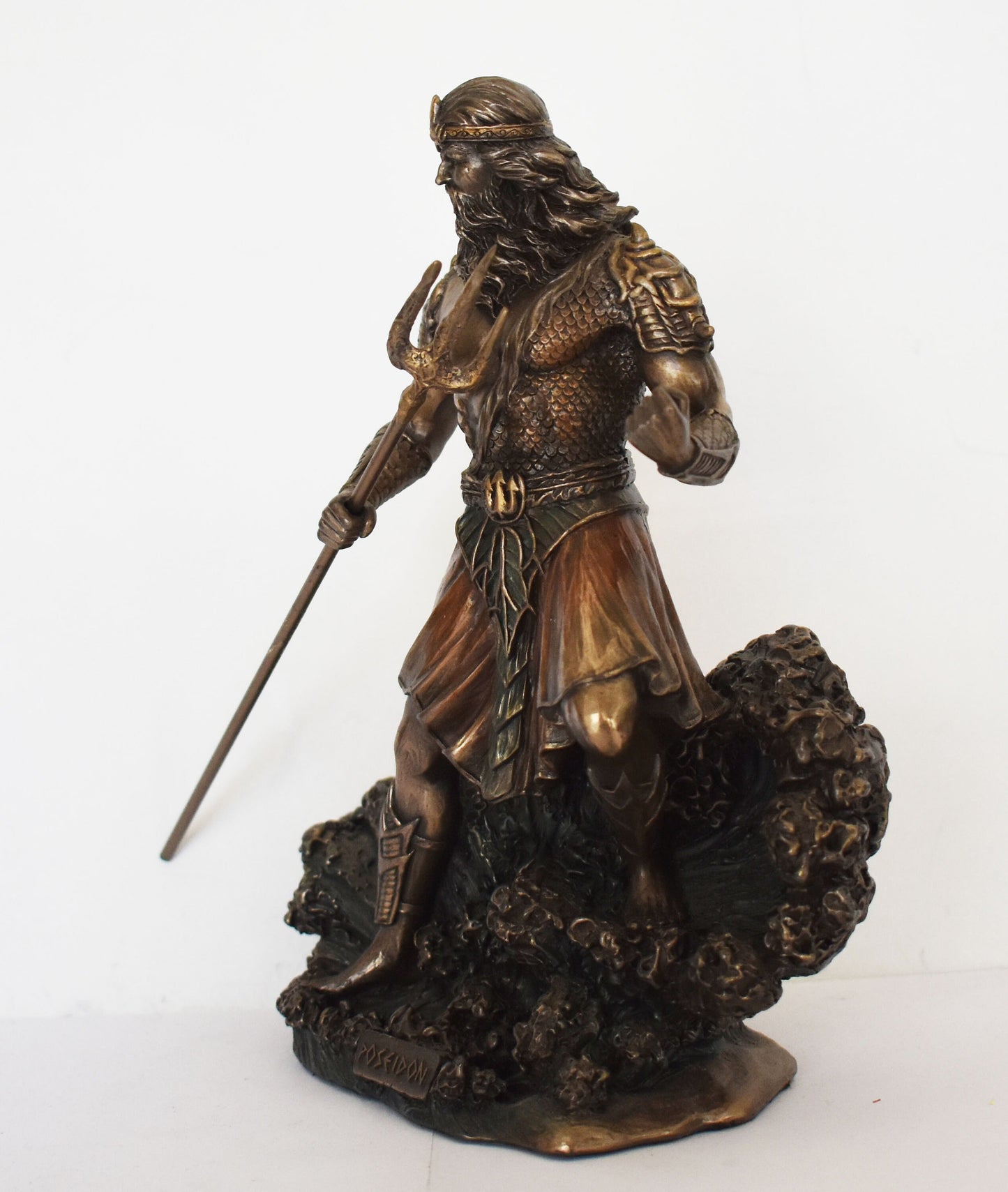 Poseidon Neptune - Greek Roman God of the Sea, Storms, Earthquakes and Horses -  Protector of Seafarers - Cold Cast Bronze Resin