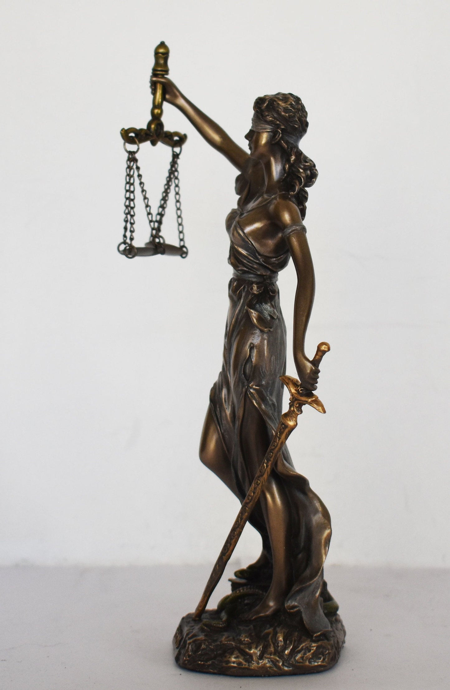 Themis Justitia - Greek Roman Goddess of Divine Law and Order, Fairness, Natural Law and Custom - Cold Scales - Cast Bronze Resin