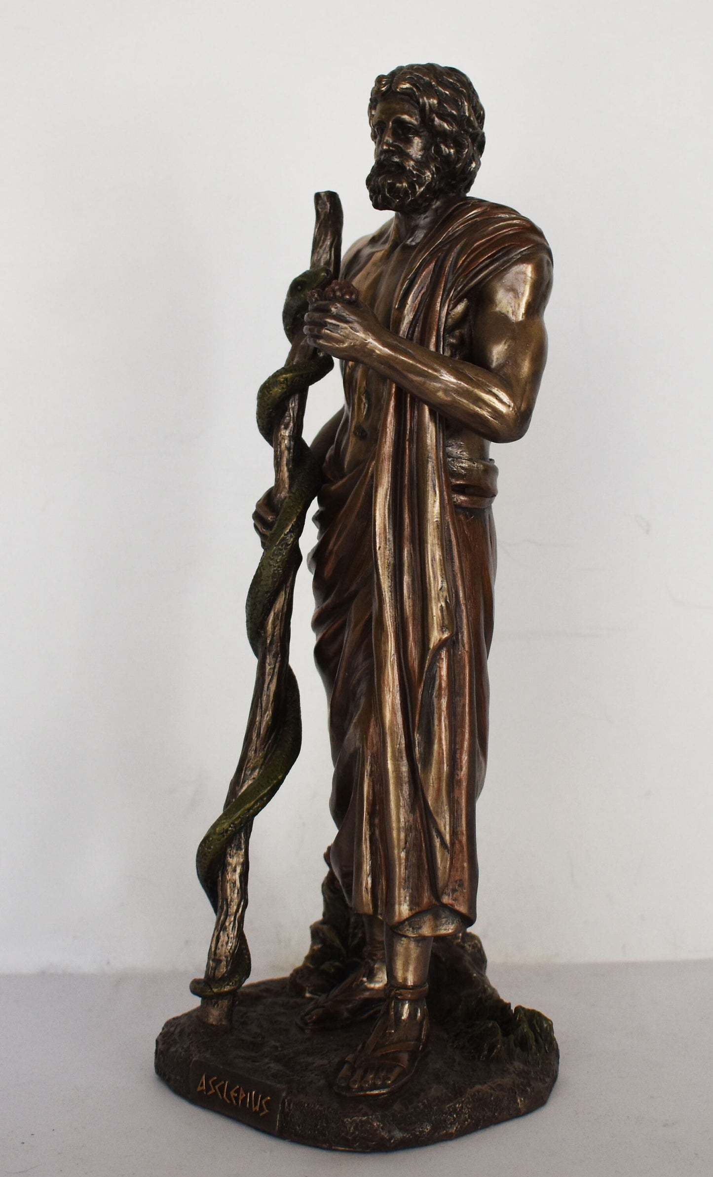 Asclepius - Ancient Hero - Greece - God of Medicine and Doctors - Represents the Healing Aspect of the Medical Arts - Cold Cast Bronze Resin