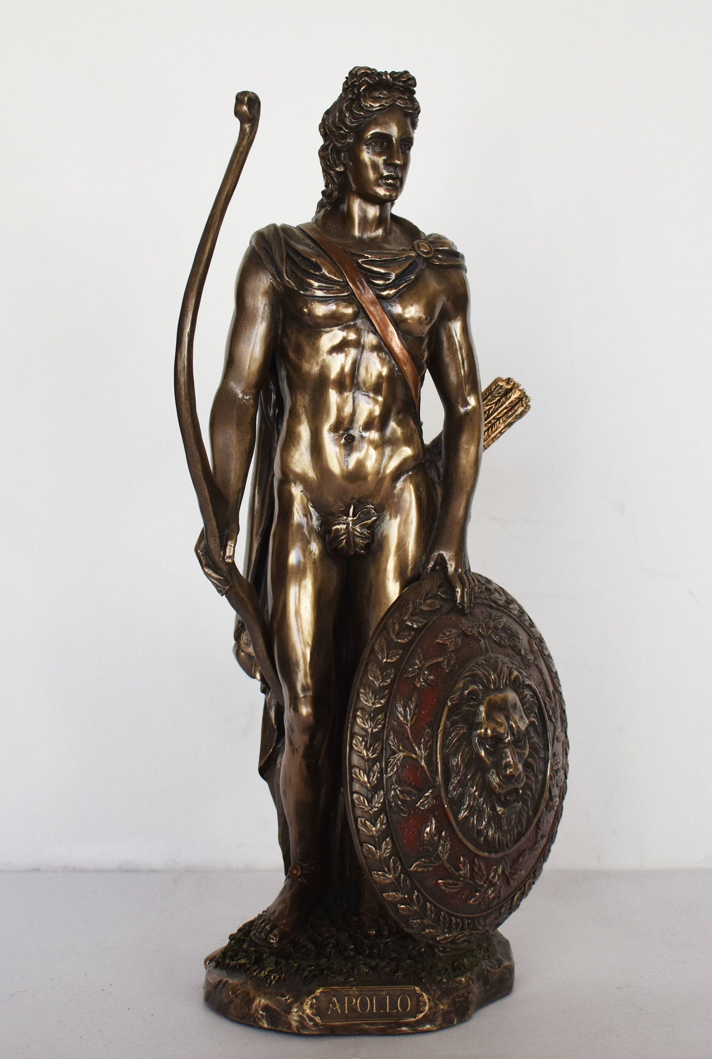 Apollo with Bow - Greek Roman God of the Sun,Light,Music,Poetry,Healing,Prophecy,Knowledge,Order,Beauty,Archery - Cold Cast Bronze Resin