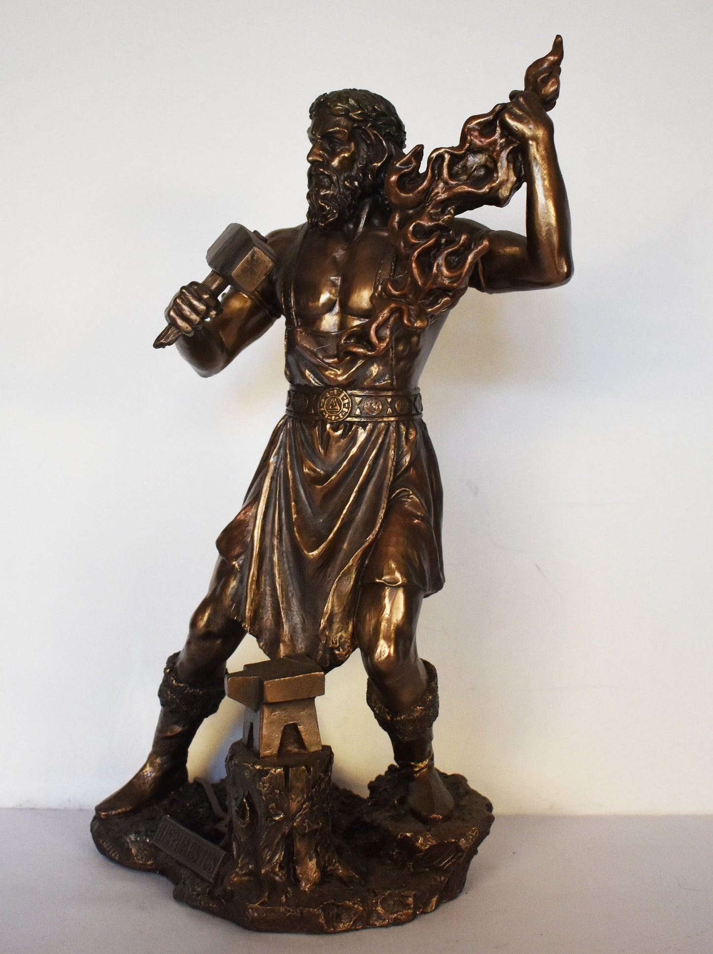 Hephaestus Vulcan - Greek Roman God of Blacksmiths, Metalworking, Craftsmen, forges, Fire and Volcanoes  - Cold Cast Bronze Resin