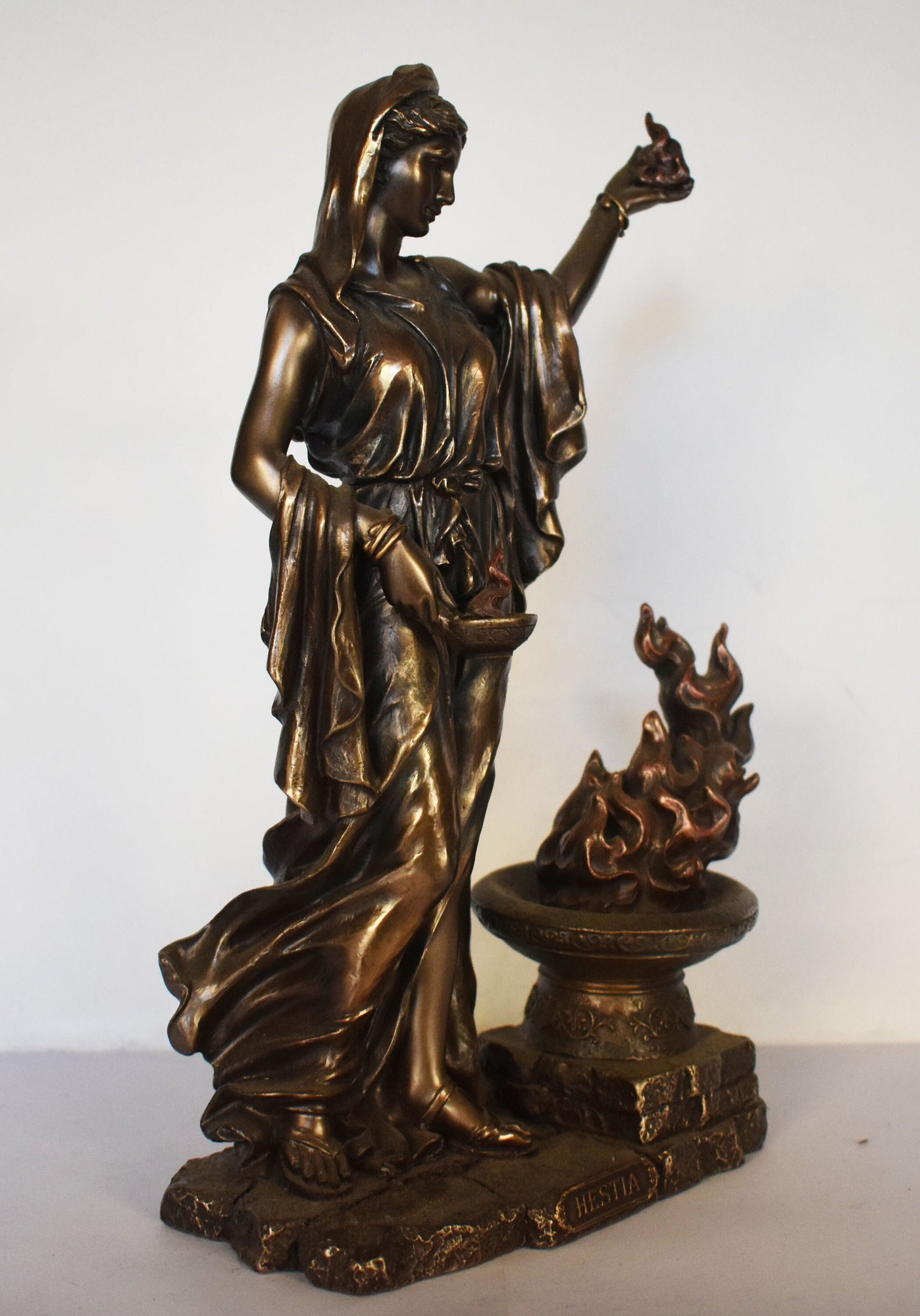 Hestia Vesta - Greek Roman Goddess of Hearth, Right Ordering of Domesticity, Family, Home and the State - Cold Cast Bronze Resin