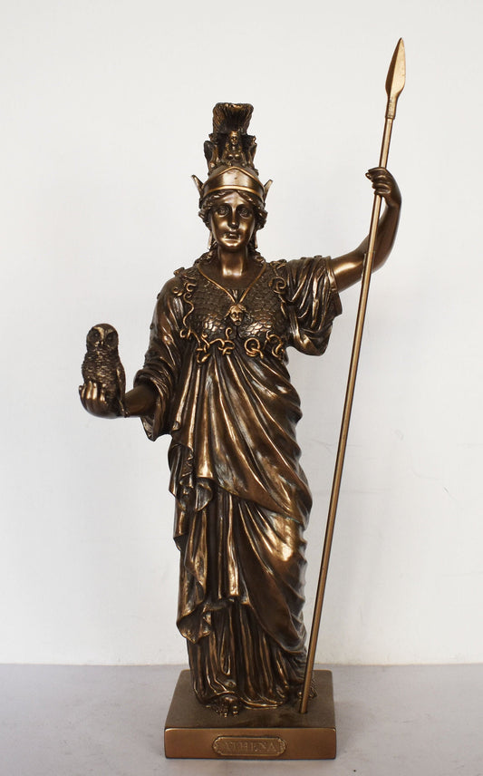 Athena Minerva - Greek Roman goddes of Wisdom, Strength, Strategy, Courage, Inspiration, Arts - Religion - Cold Cast Bronze Resin