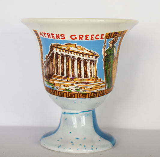 Pythagoras Cup - Fair Cup, Cup of Justice - Parthenon - Athena Minerva, Goddess of Wisdom -  Meander Design - Ceramic  - Handmade in Greece