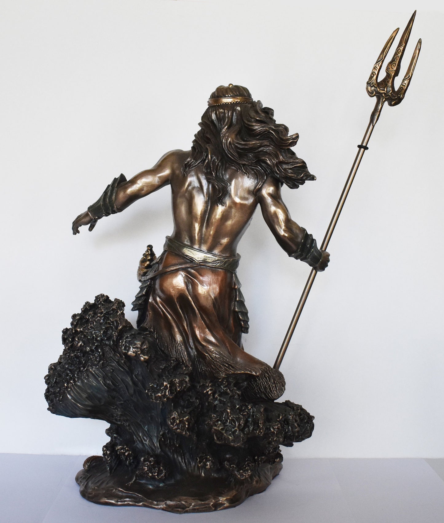 Poseidon Neptune - Greek Roman God of the Sea, Storms, Earthquakes and Horses - Ennosigaios - Cold Cast Bronze Resin