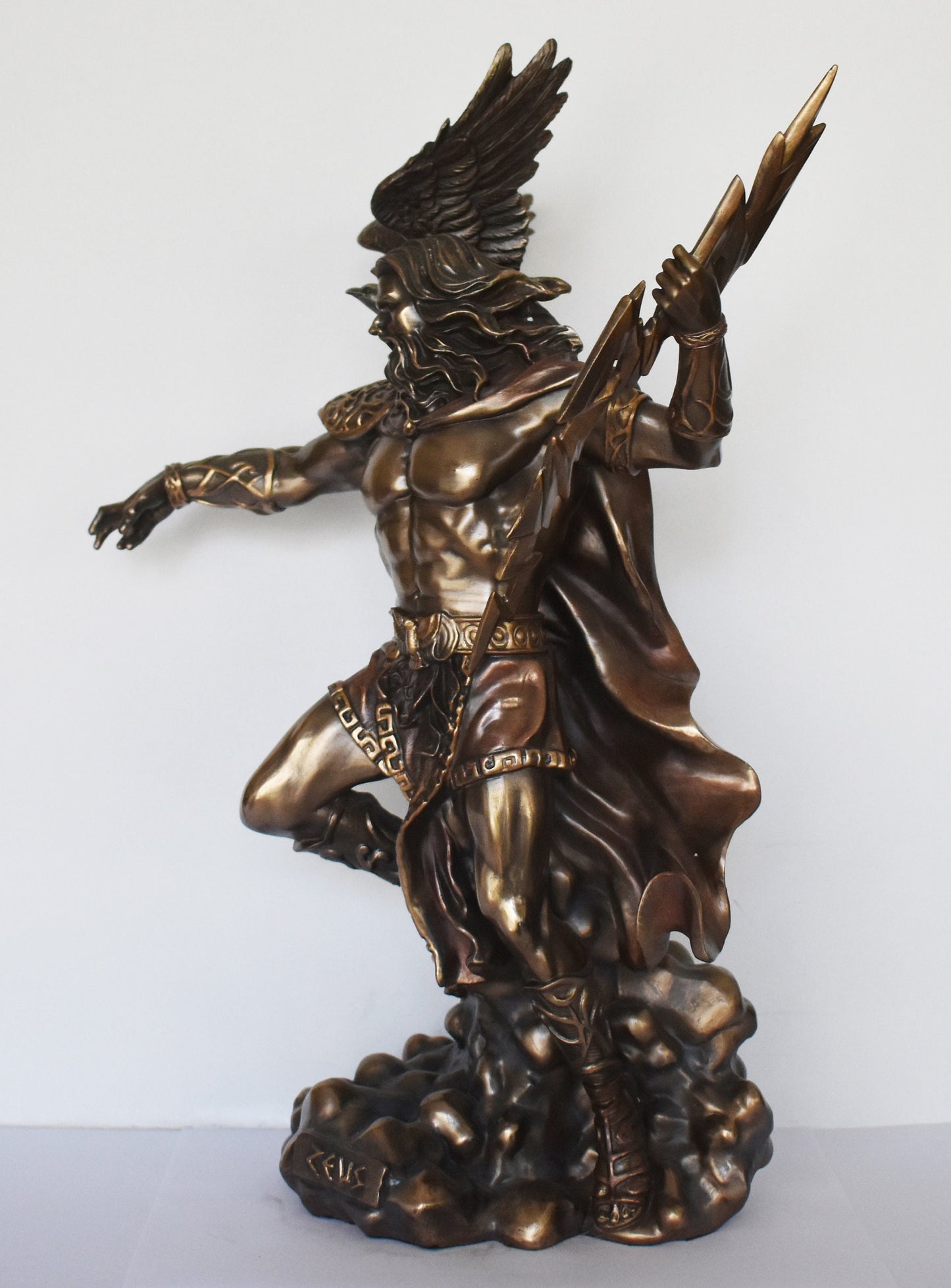 Zeus Jupiter with Eagle - Greek Roman God of the Sky, Law and Order, Destiny and Fate - King of Mount Olympus - Cold Cast Bronze Resin