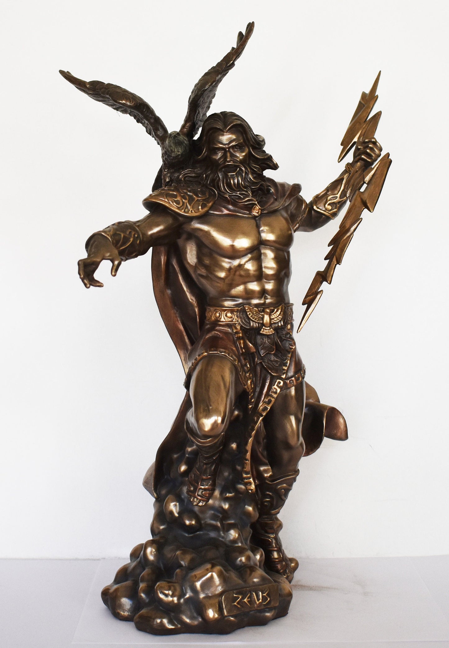 Zeus Jupiter with Eagle - Greek Roman God of the Sky, Law and Order, Destiny and Fate - King of Mount Olympus - Cold Cast Bronze Resin