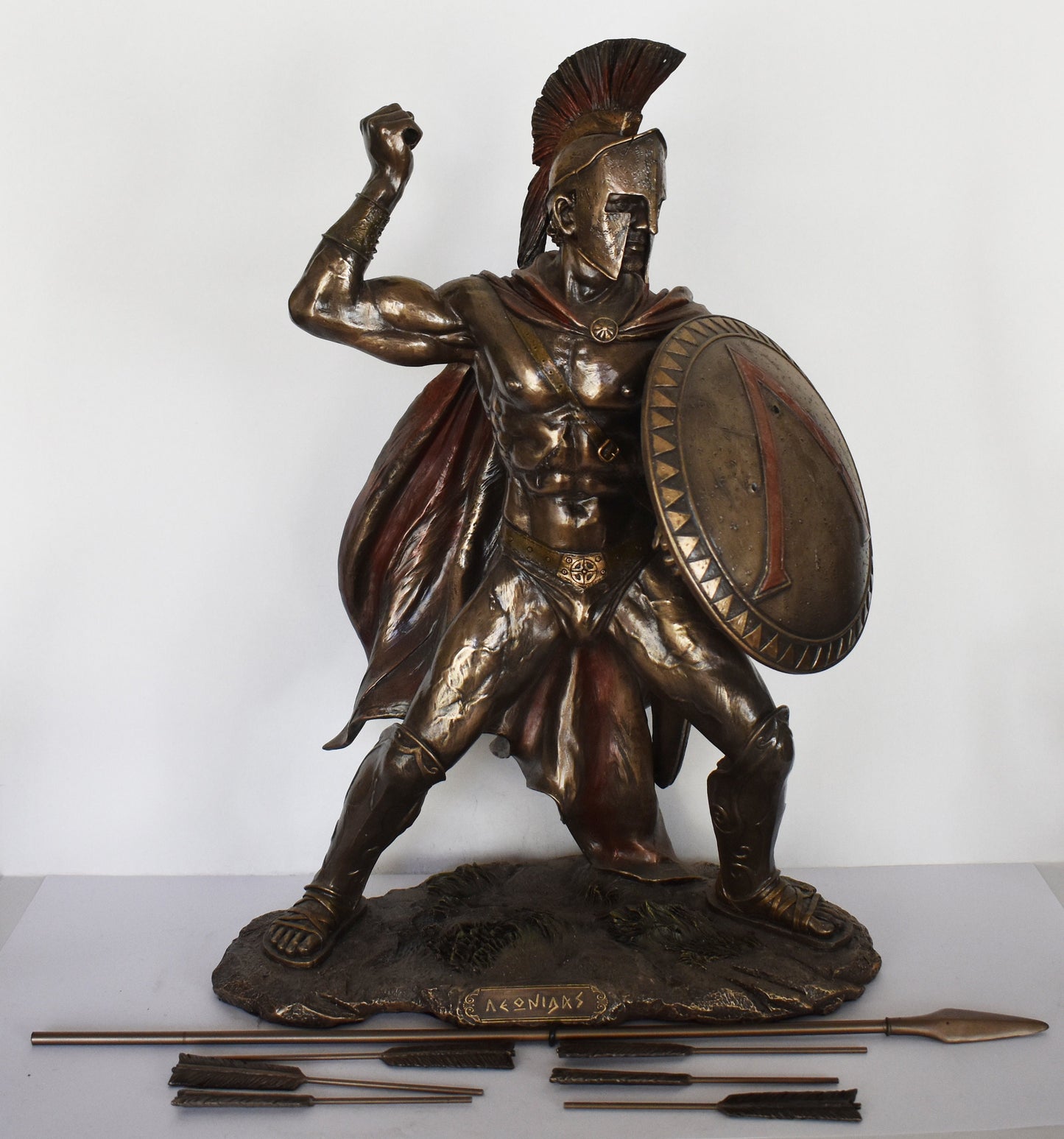 Leonidas - Spartan King - 300 - Battle of Thermopylae - 480 BC - value of liberty - Molon Labe, Come and Take Them - Cold Cast Bronze Resin