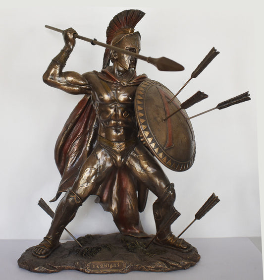 Leonidas - Spartan King - 300 - Battle of Thermopylae - 480 BC - value of liberty - Molon Labe, Come and Take Them - Cold Cast Bronze Resin