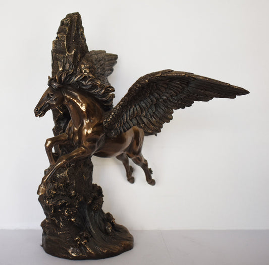 Pegasus - Mythical Immortal Winged Divine Horse - Bellerophon defeats Chimera - Constellation - Cold Cast Bronze Resin