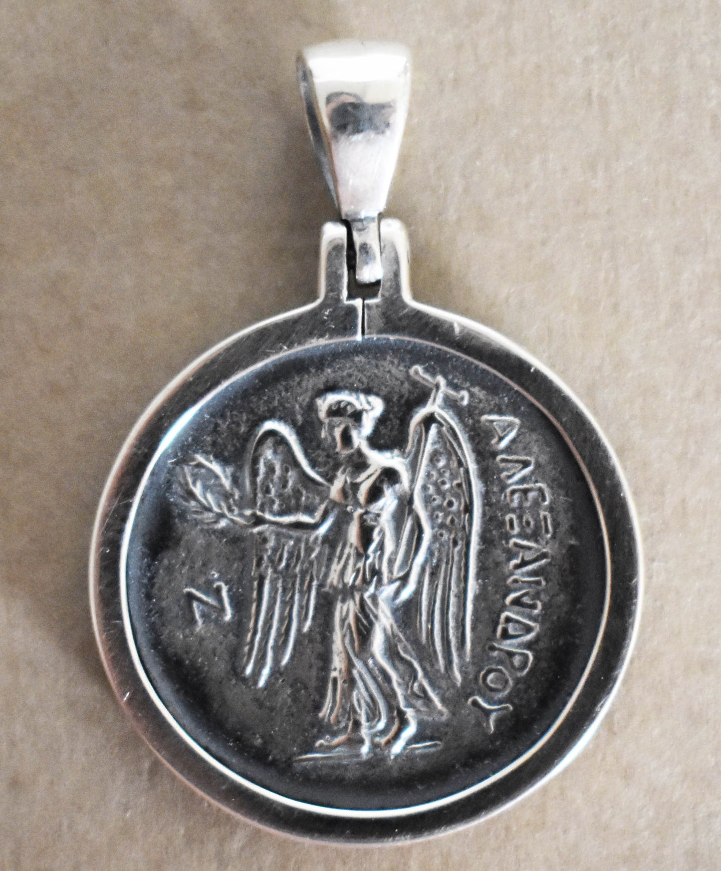 Athena - Greek Roman Goddess of Wisdom - Nike, Goddess of Victory  - Babylon Stater, 317-311 BC - Coin Pendant - 925 Sterling Silver