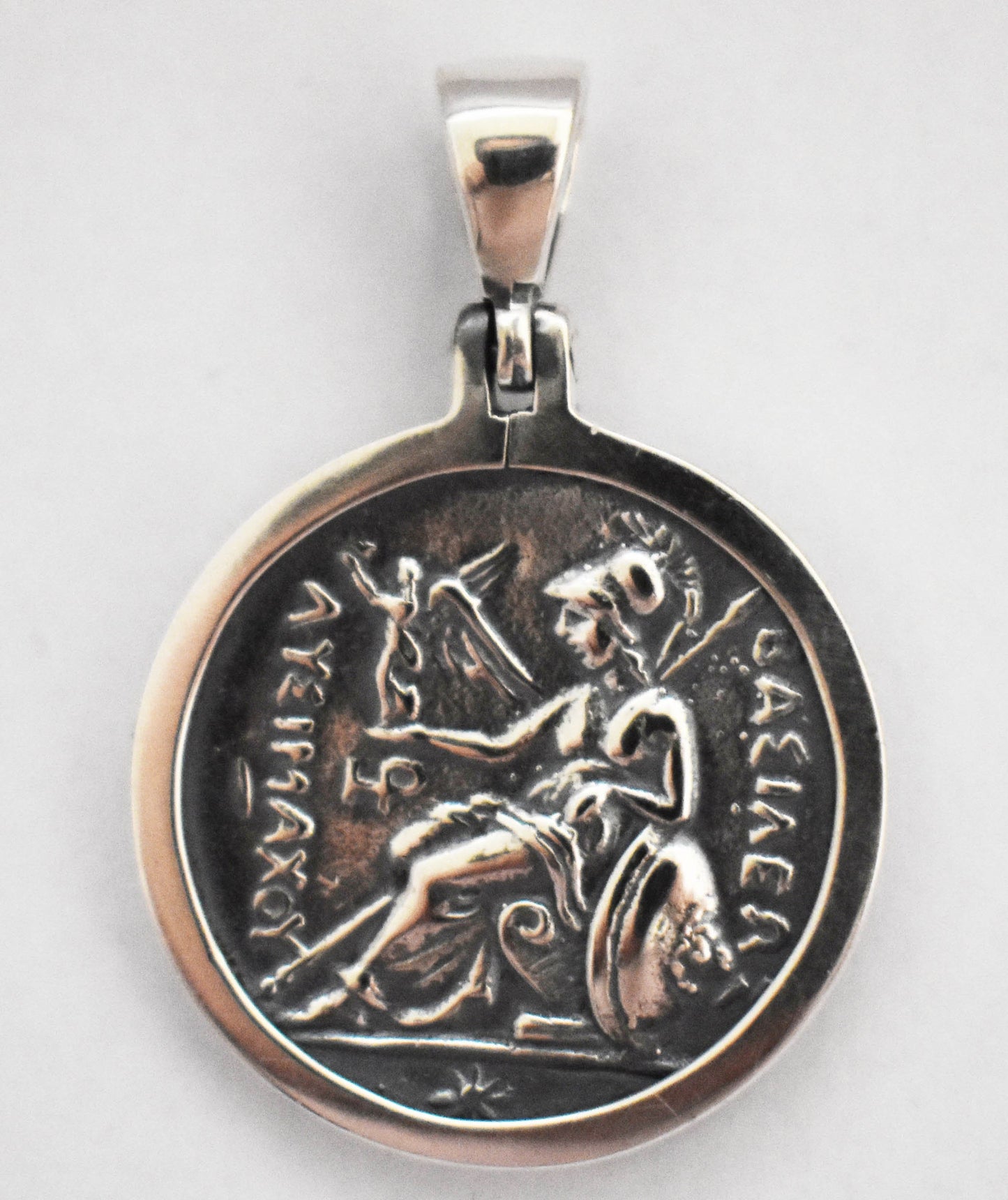 Alexander The Great - Macedonian King - Son of Philip, Student of Aristoteles - Lysimachos Coin Pendant  - 925 Sterling Silver