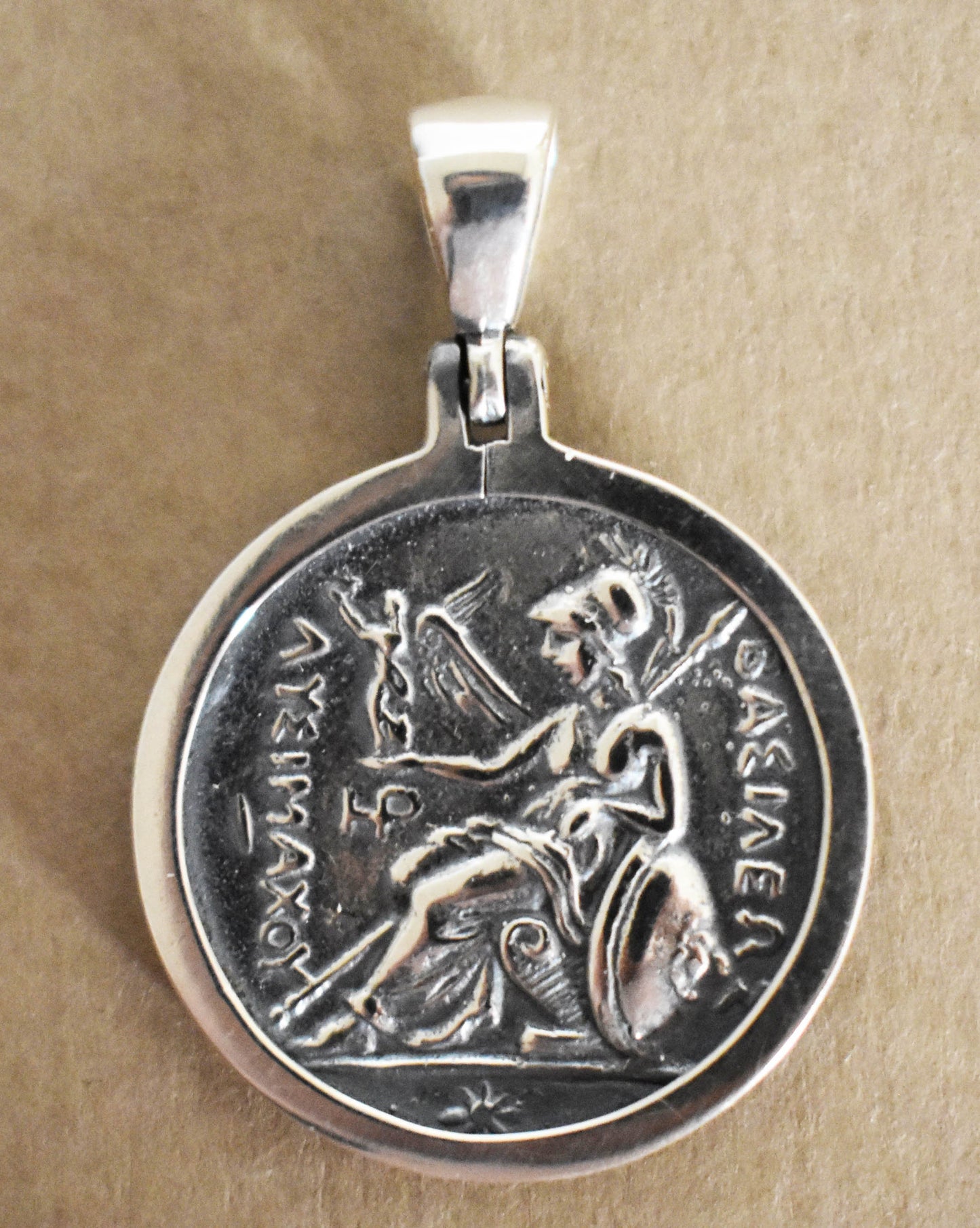 Alexander The Great - Macedonian King - Son of Philip, Student of Aristoteles - Lysimachos Coin Pendant  - 925 Sterling Silver