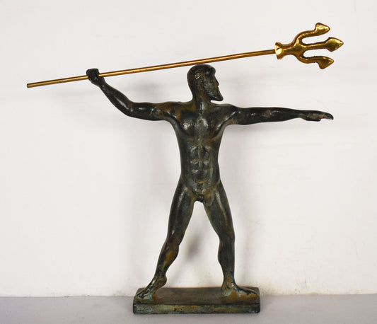 Poseidon Neptune - Greek Roman God of the Sea, Storms, Earthquakes and Horses - Greek Mythology -  brother of Zeus - pure bronze  statue