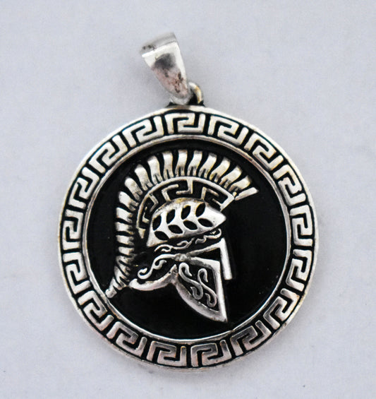 King Leonidas Helmet - Meander Motif  - 300 Spartans - Battle of Thermopylae - 480 BC - Pendant - 925 Sterling Silver