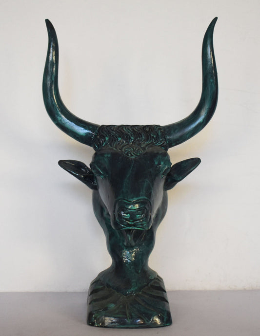 Minoan Bull Head - Knossos - Crete - Symbol of Cosmic Energy, Forces of Life and Death, Pillars of the universe - Bronze Colour Effect