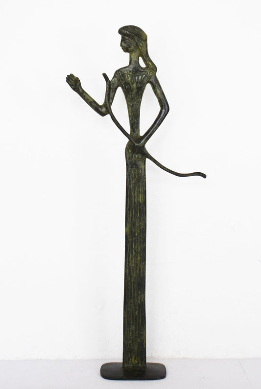 Artemis Diana – Greek Roman Goddess of Hunt, the Wilderness, Wild Animals, the Moon, and Chastity - Sister of Apollo - pure bronze  statue