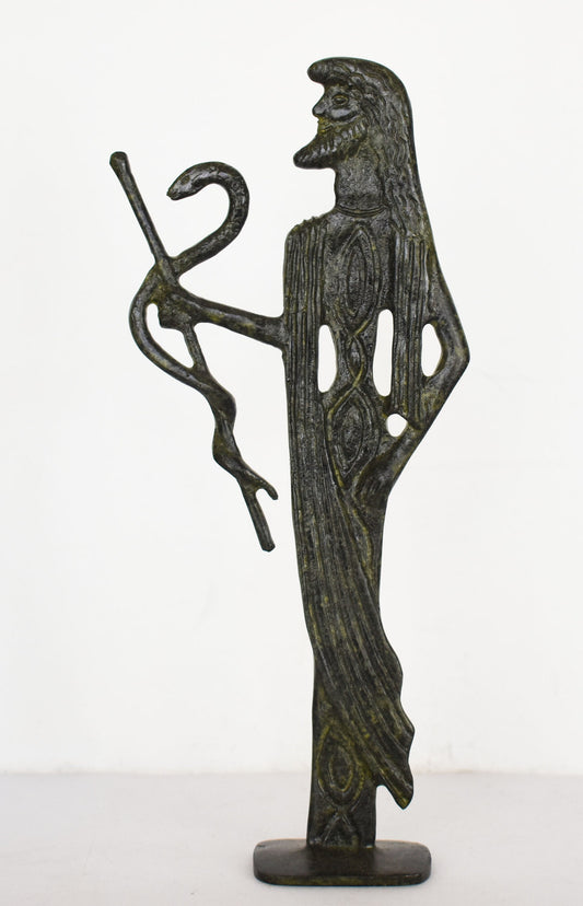 Asclepius - Ancient Greek God of Medicine and Doctors - Son of Apollo - Father of Hygeia, Iaso, Panacea, Aegle - Bronze  statue