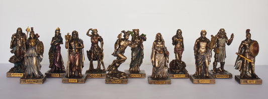 Set of theTwelve Olympians - Principal Gods of the Greek Pantheon - Ancient Greek and Roman Religion - Mythology - Cold Cast Bronze Resin