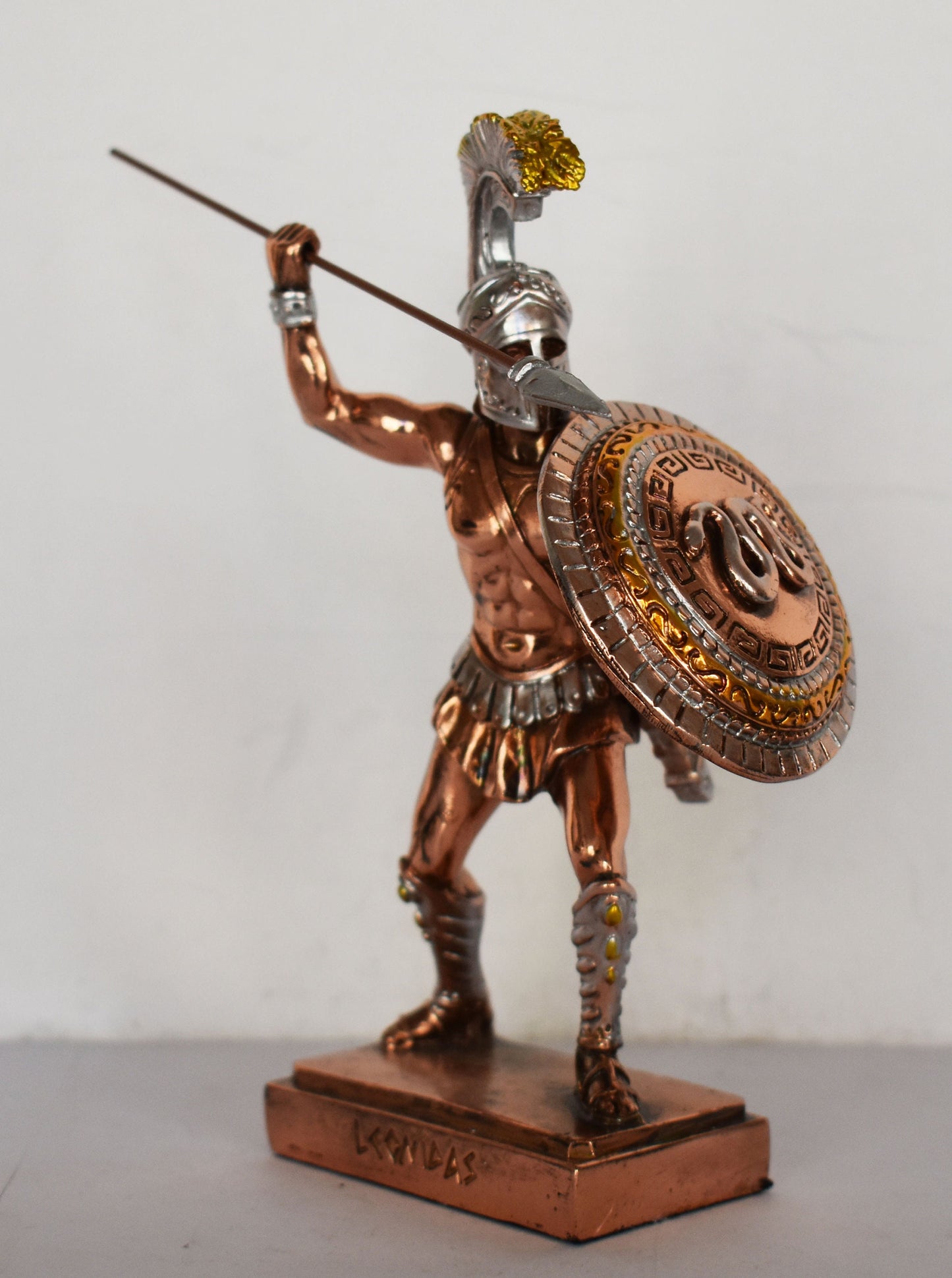 Leonidas - Spartan King - Leader of 300 - Battle of Thermopylae - Heroic Sacrifice - 480 BC - Molon Labe - Copper Plated Alabaster