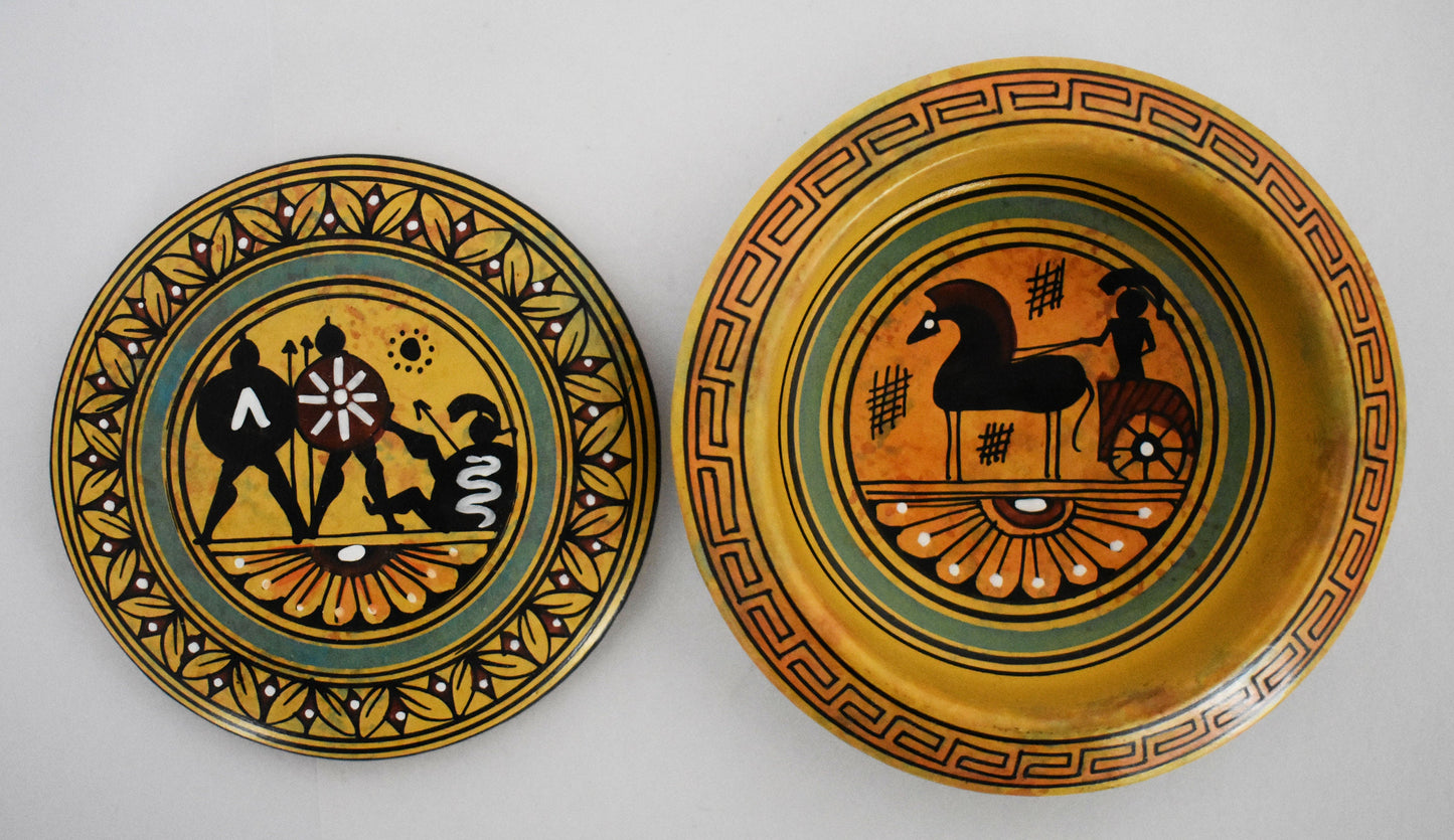 Ancient Greek Warriors - Ceramic Pyxis - Geometric Period, 700 BC - Small - Handmade in Greece