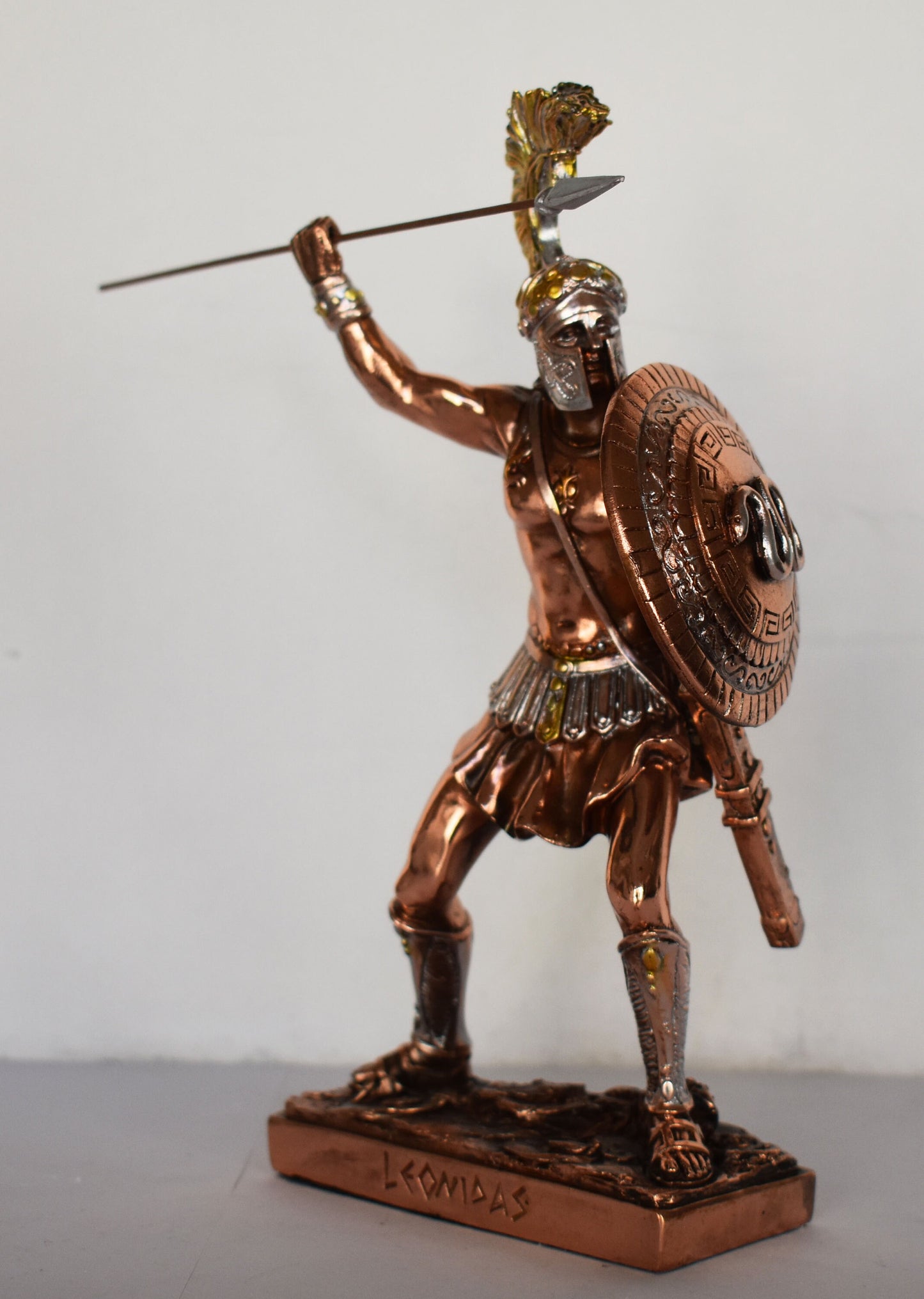 Leonidas - Spartan King - Leader of 300 warriors - Battle of Thermopylae - 480 BC - Molon Labe, Come and Take Them - Copper Plated Alabaster