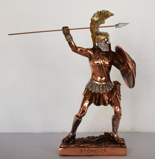 Leonidas - Spartan King - Leader of 300 warriors - Battle of Thermopylae - 480 BC - Molon Labe, Come and Take Them - Copper Plated Alabaster