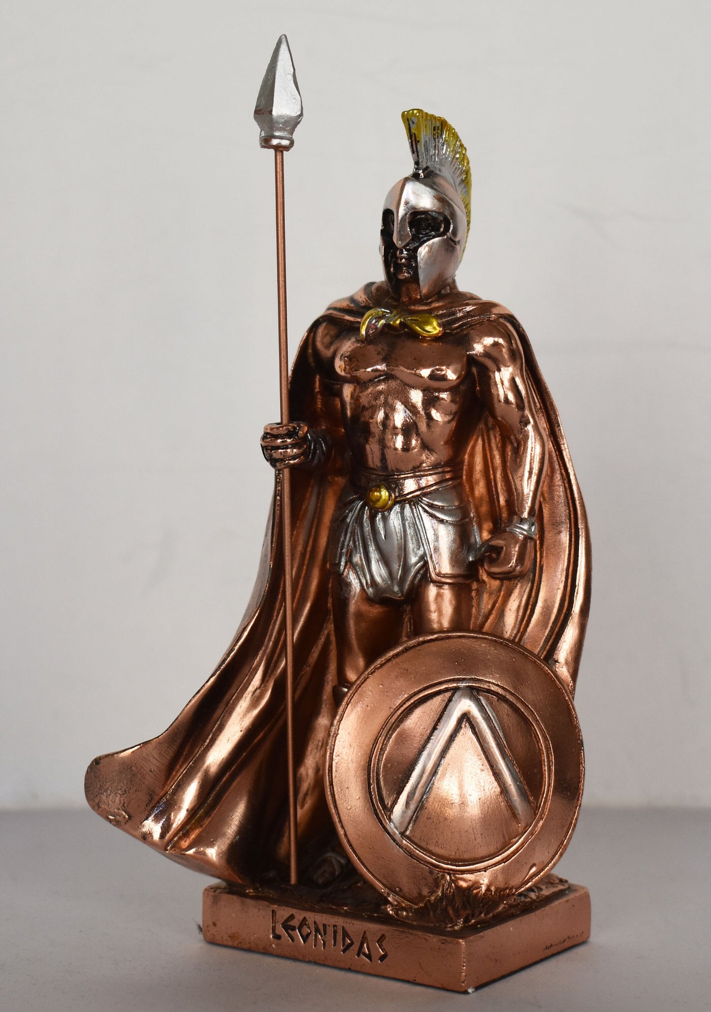 Leonidas - Spartan King - Leader of 300 - forever in legend - Battle of Thermopylae - 480 BC - Molon Labe - Copper Plated Alabaster