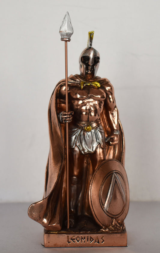 Leonidas - Spartan King - Leader of 300 - forever in legend - Battle of Thermopylae - 480 BC - Molon Labe - Copper Plated Alabaster