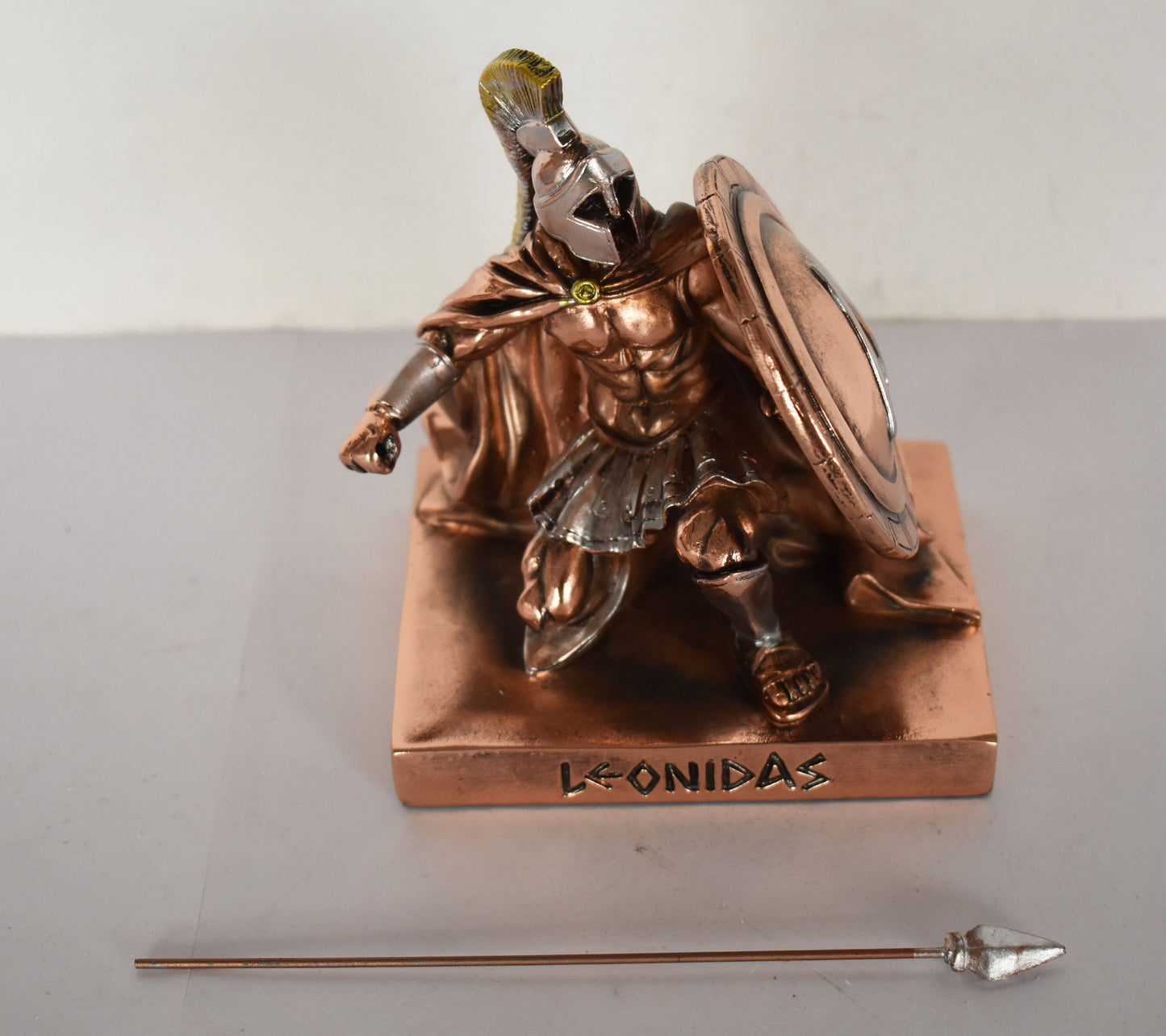 Leonidas - Spartan King - 300 - Battle of Thermopylae - Final Stand - 480 BC - Molon Labe, Come and Take Them - Copper Plated Alabaster