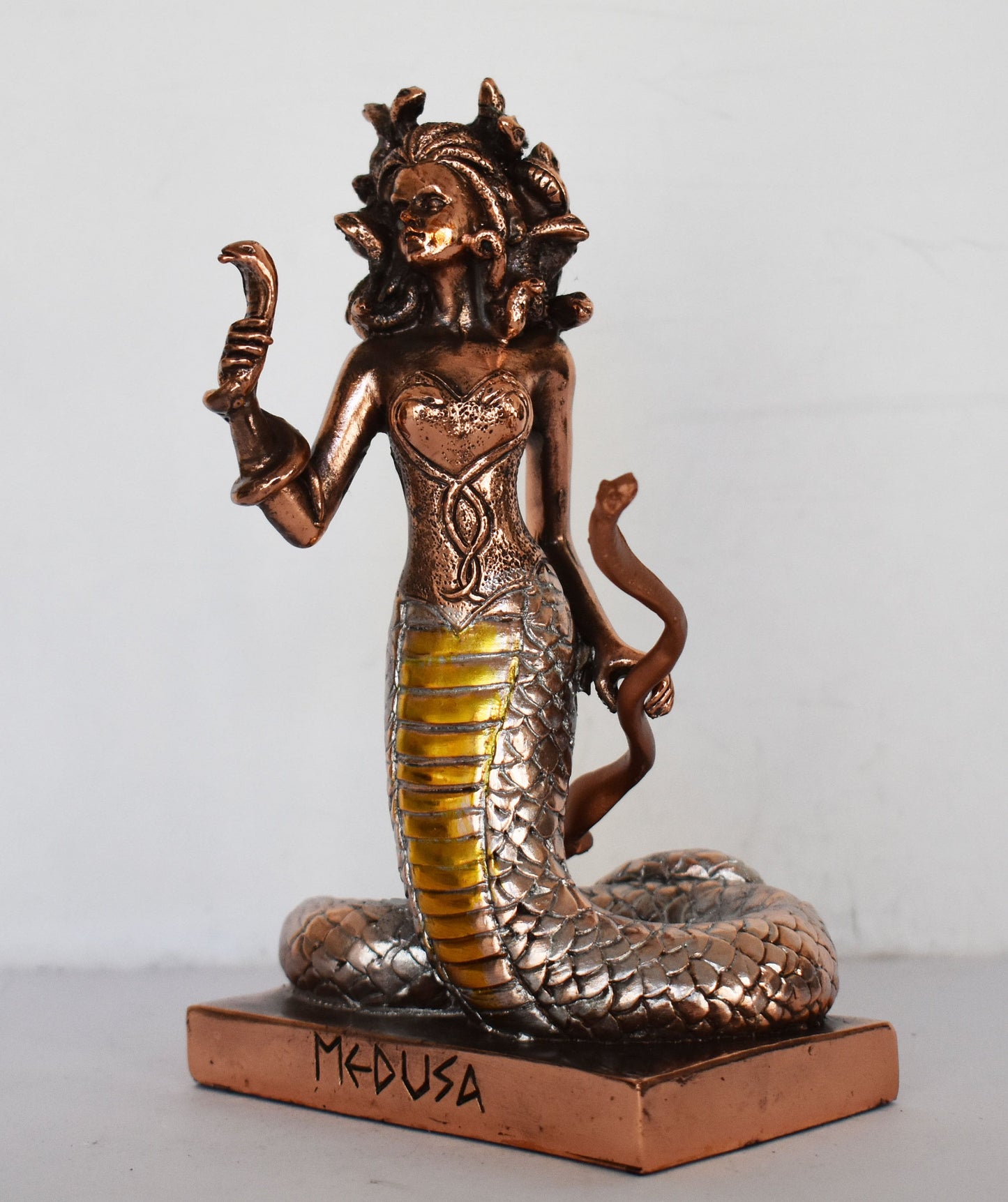 Medusa - The only Gorgon who was mortal - Snake-Haired - Snake Lady - Monster Figure - Perseus  Myth - Copper Plated Alabaster