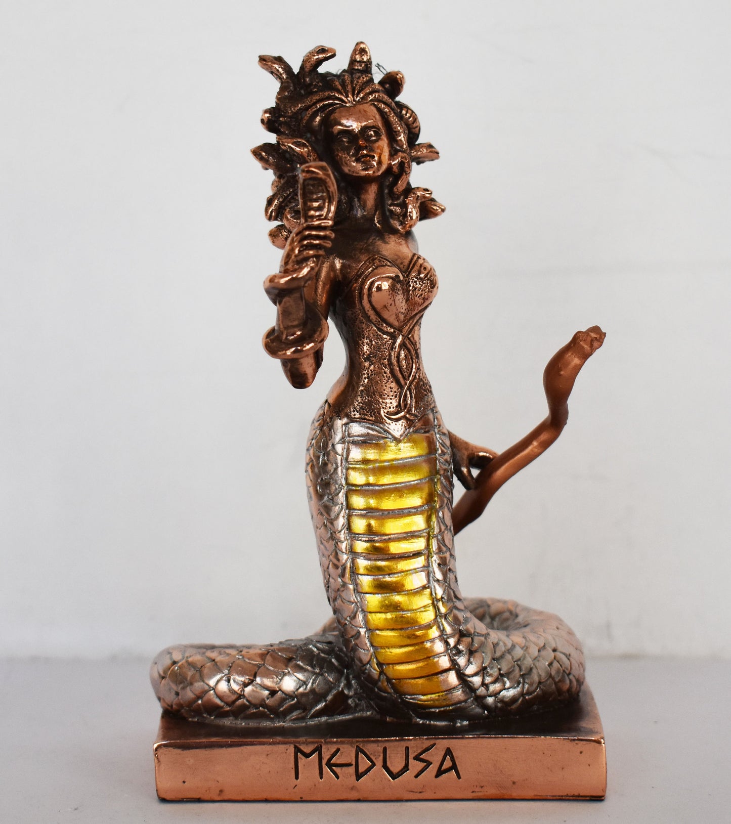 Medusa - The only Gorgon who was mortal - Snake-Haired - Snake Lady - Monster Figure - Perseus  Myth - Copper Plated Alabaster