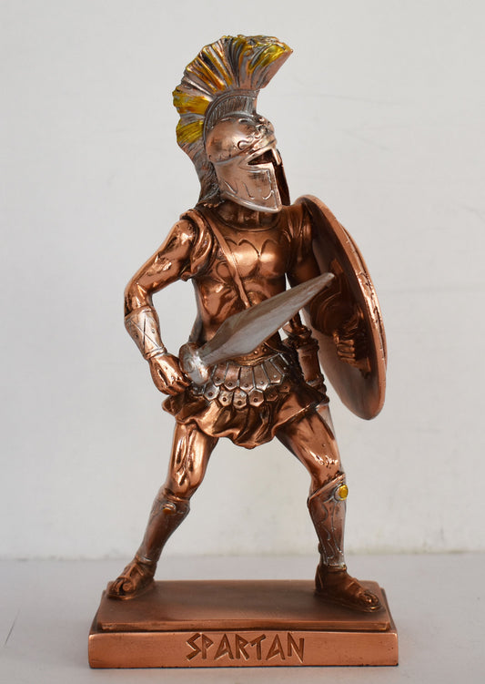 Spartan Hoplite Warrior - King Leonidas and 300 against Persian Army - Battle of Thermopylae - 480 BC - Copper Plated Alabaster