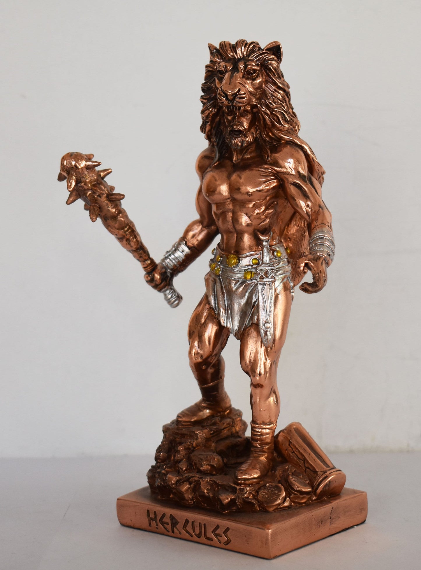 Hercules - Heracles - The most famous and beloved Greek Divine Hero - Strong, Brave and Masculine - Copper Plated Alabaster