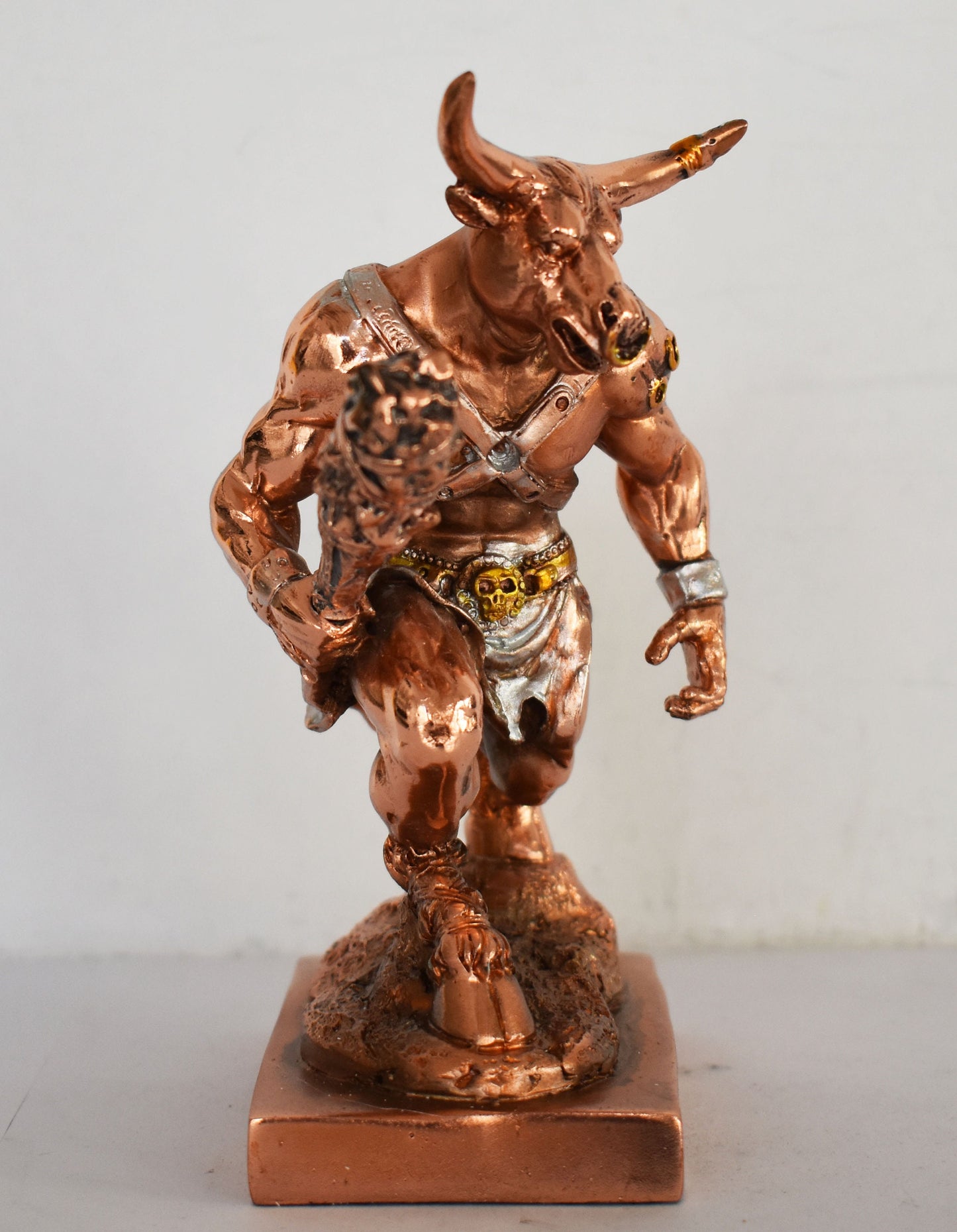 Minotaur - Mythical Creature, Half-Man, Half-Bull - Fierce and Very Strong - Labyrinth, Crete, Theseus - Copper Plated Alabaster