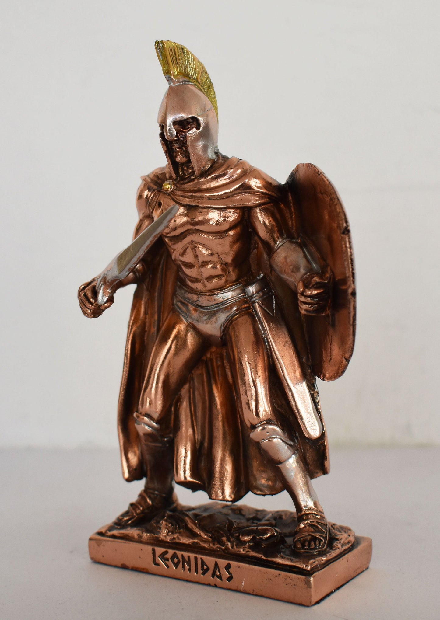 Leonidas - Spartan King - Leader of 300 - Battle of Thermopylae - 480 BC - decision to stay and fight - Molon Labe - Copper Plated Alabaster