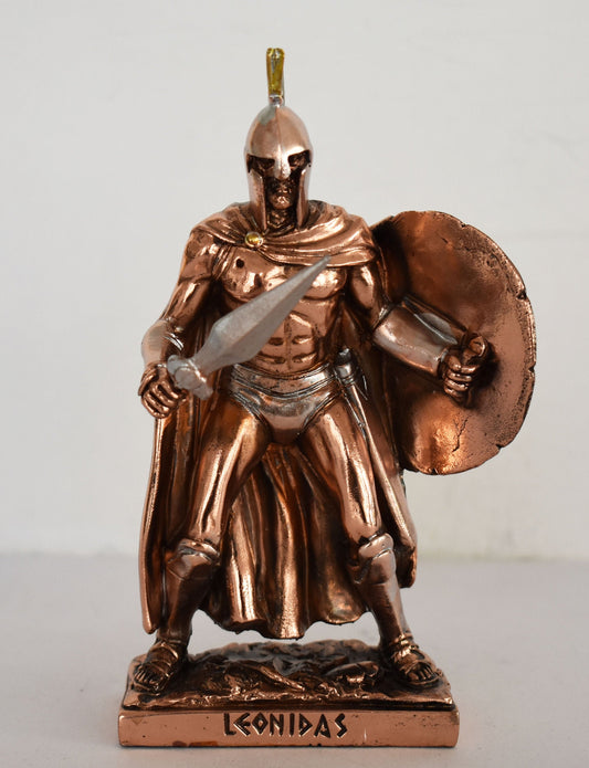 Leonidas - Spartan King - Leader of 300 - Battle of Thermopylae - 480 BC - decision to stay and fight - Molon Labe - Copper Plated Alabaster