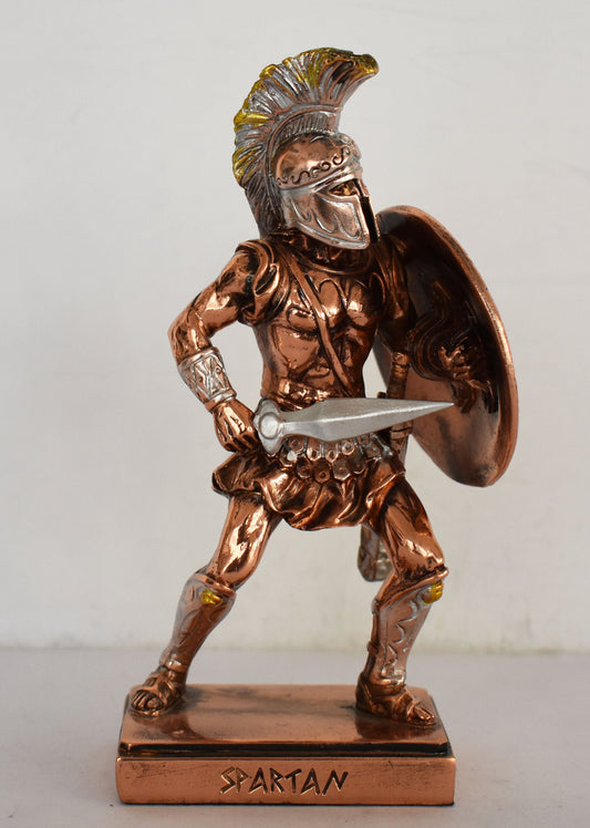 Spartan Hoplite - King Leonidas Warrior - 300 against Persian Army - Power - Battle of Thermopylae - 480 BC - Copper Plated Alabaster