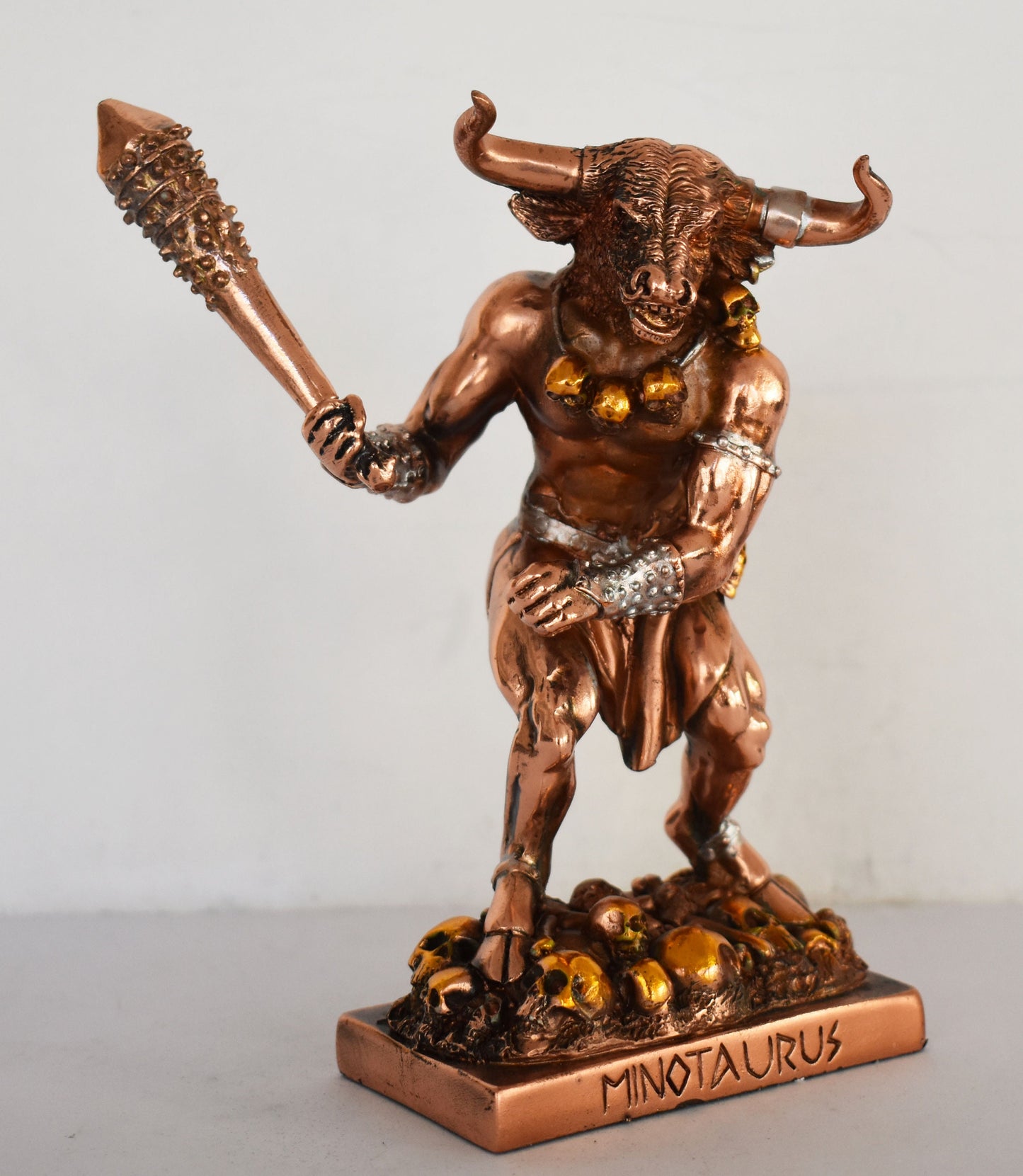 Minotaur - fabulous monster of Crete - Half-Man, Half-Bull - Fierce and Very Strong - Labyrinth, Theseus - Copper Plated Alabaster