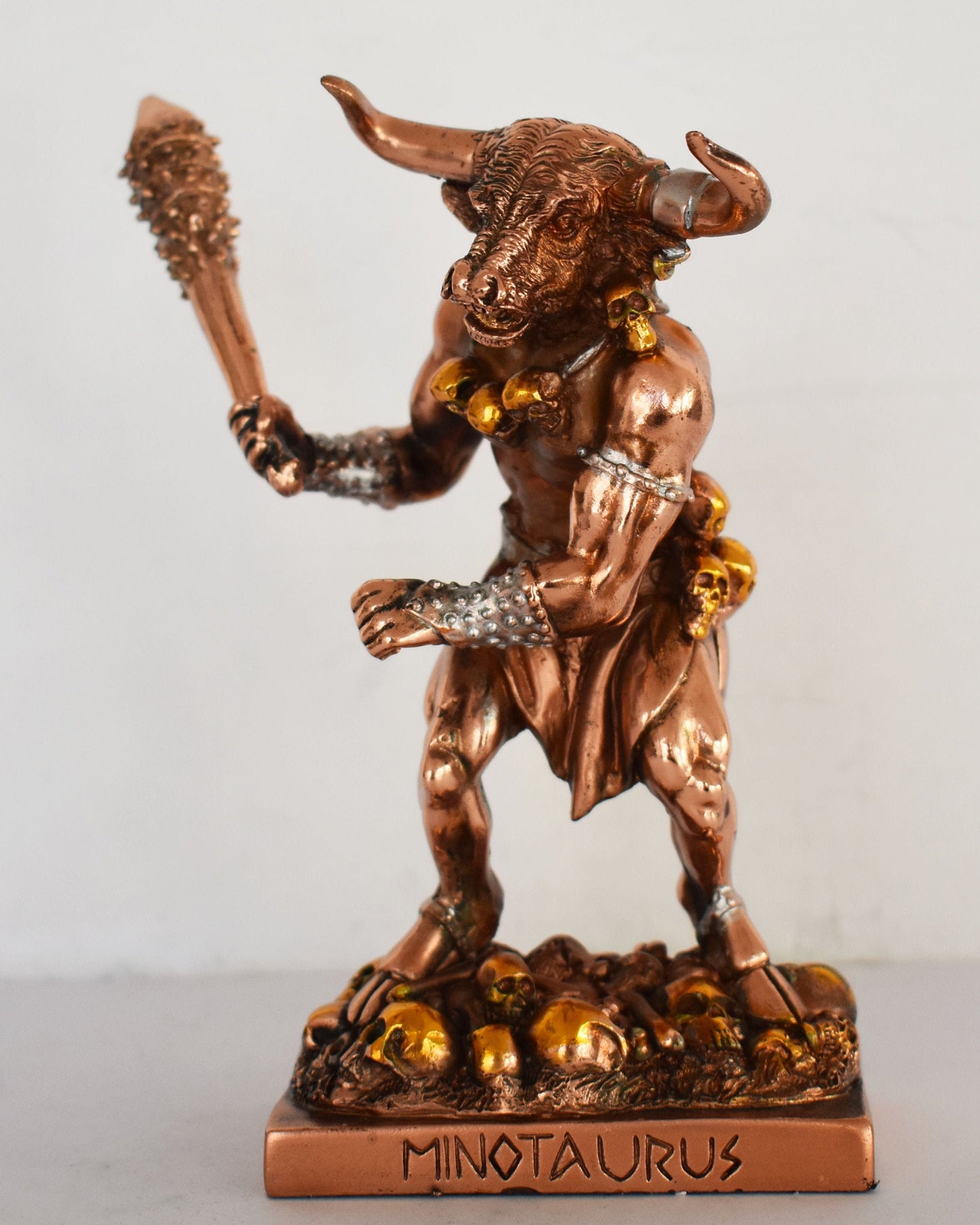 Minotaur - fabulous monster of Crete - Half-Man, Half-Bull - Fierce and Very Strong - Labyrinth, Theseus - Copper Plated Alabaster