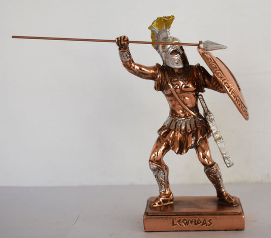 Leonidas - Spartan King - Leader of 300 - Battle of Thermopylae - 480 BC -  Greek morale - Come and Take Them - Copper Plated Alabaster